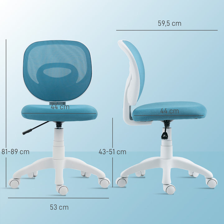 Ergonomisk kontorstol med C-formet rygstøtte, højdejusterbar, blå