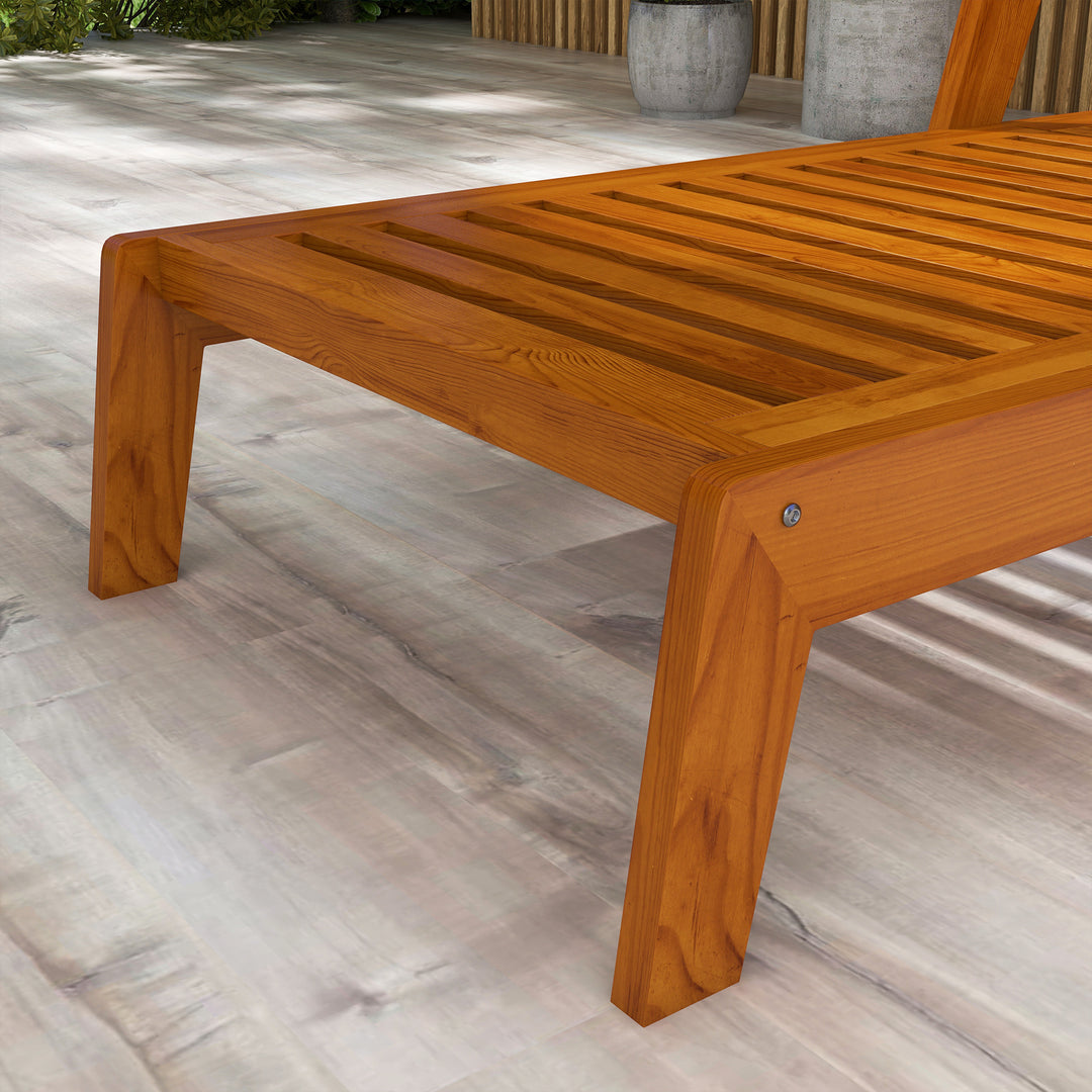 Solseng, havestol, træstol, massivt træ, 66 cm x 190 cm x 73,5 cm, orange