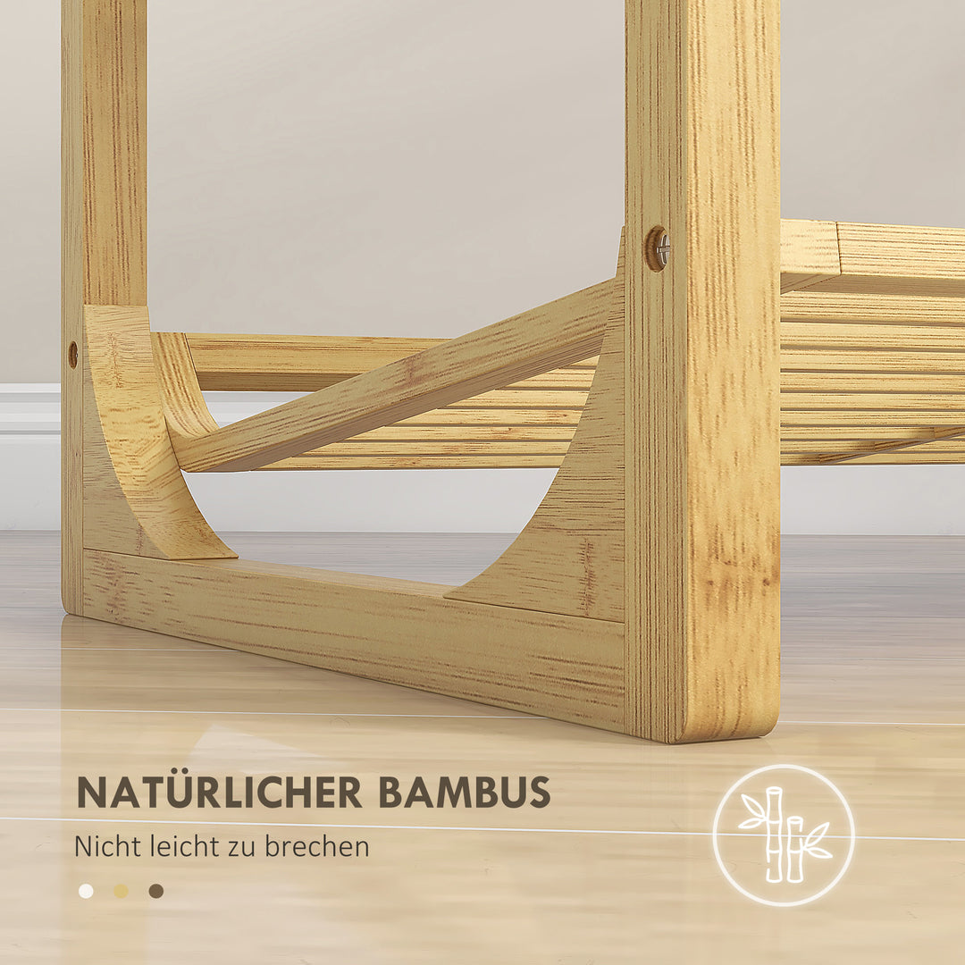 Skohylde i bambus, 15,5 cm hyldehøjde, ventileret lameldesign, 76 x 33 x 67 cm, naturlig trælook