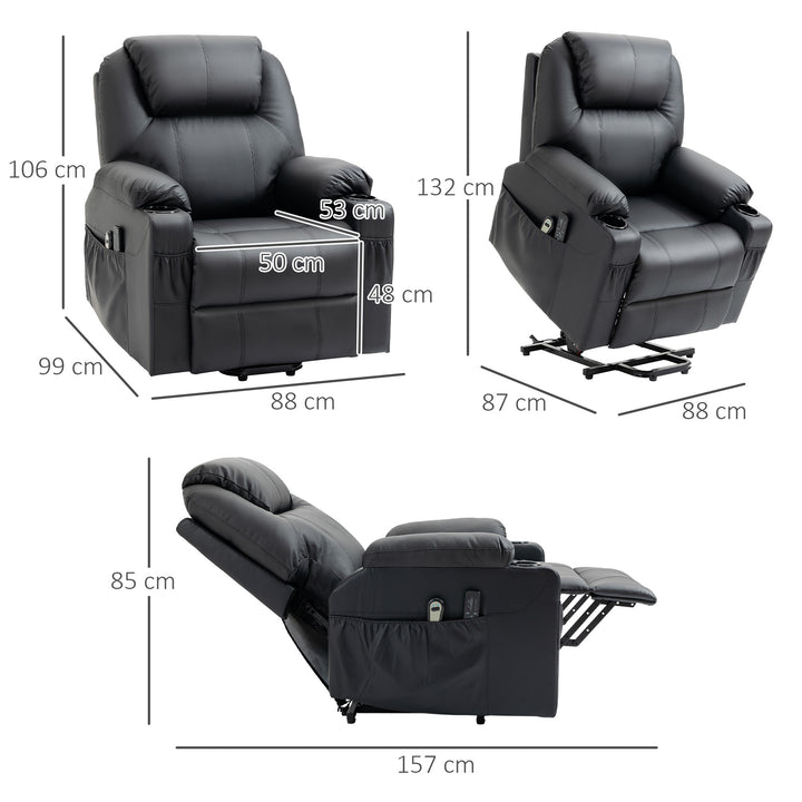 Lænestol, massagestol, lænestol, 8 massagetilstande, elegant kunstlæder, sort, 88 x 99 x 106 cm