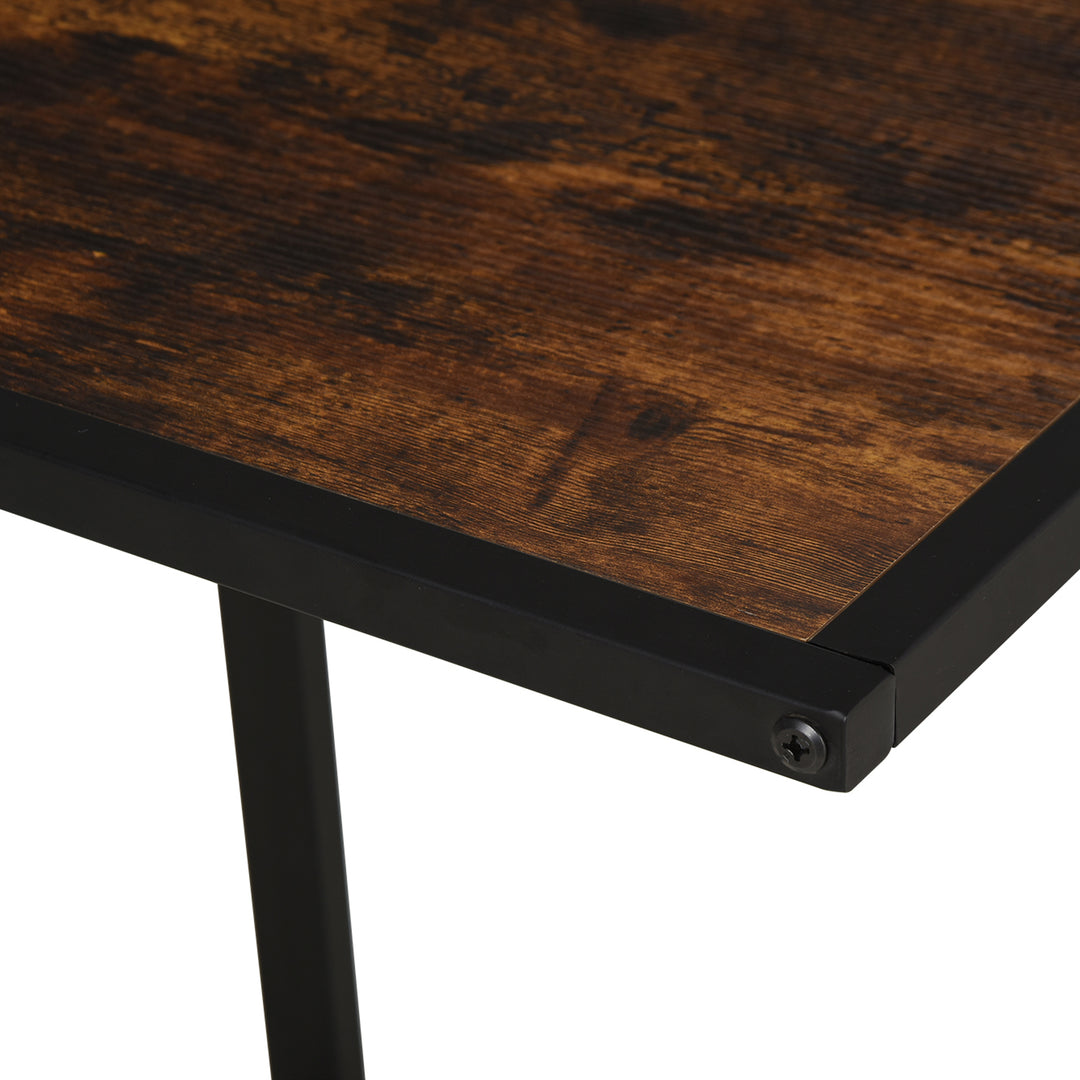 C-formet sidebord, sofabord, laptopbord til soveværelse og stue, lille område med metalramme, industriel stil, metal, mdf, rustik brun, 40,6 x 50,8 x 64,2 cm