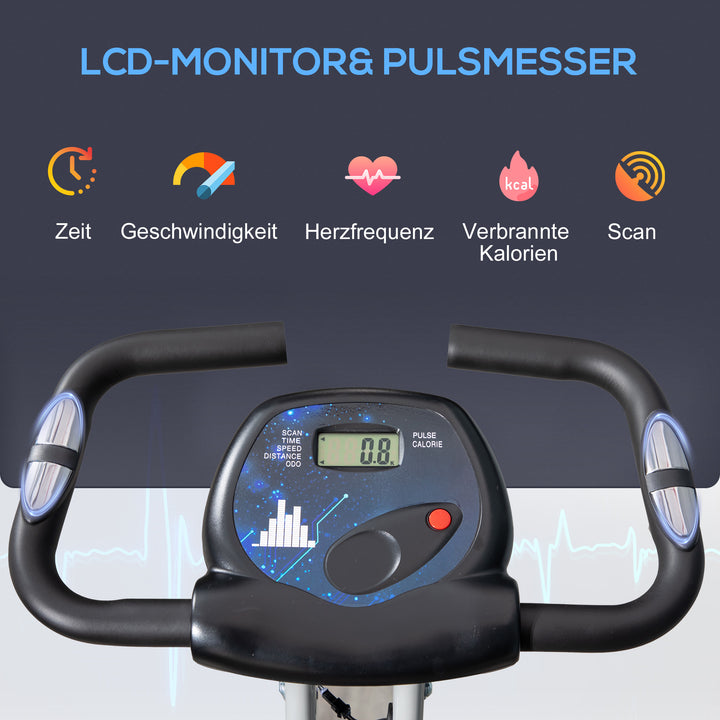 Motionscykel med 8 niveauer justerbar magnetisk modstand højdejusterbar stål sort+grå