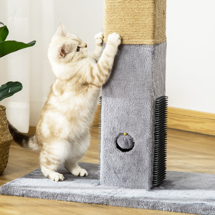 Kradsetræ til katte, 79 cm kradsetræ med jute reb, inkluderer legetøj, plys, grå