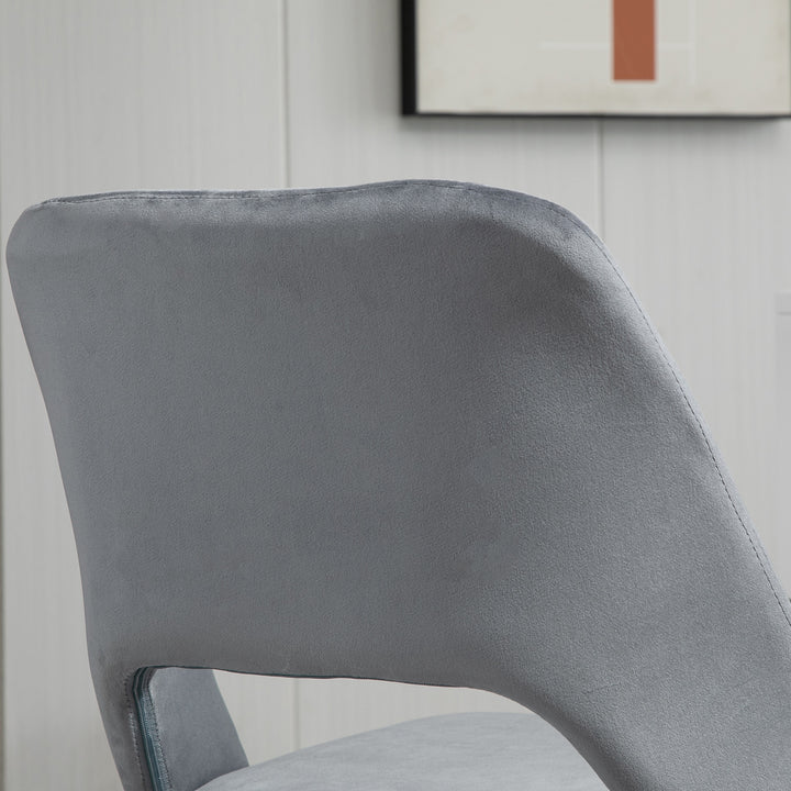 Højdejusterbar kontorstol med hjul, 360° drejelig, kammuslingeformet, skum, 49 x 60 x 79-91 cm, mørkegrå