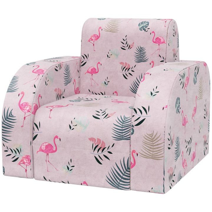 Børnelænestol med sengefunktion, op til 3 år/45 kg, flamingomønster, 46,5 x 93 x 28,5 cm, pink