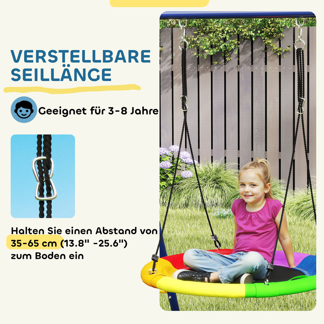 Børnegyngesæt, stål, 3-8 år, 6-i-1 design, farverig