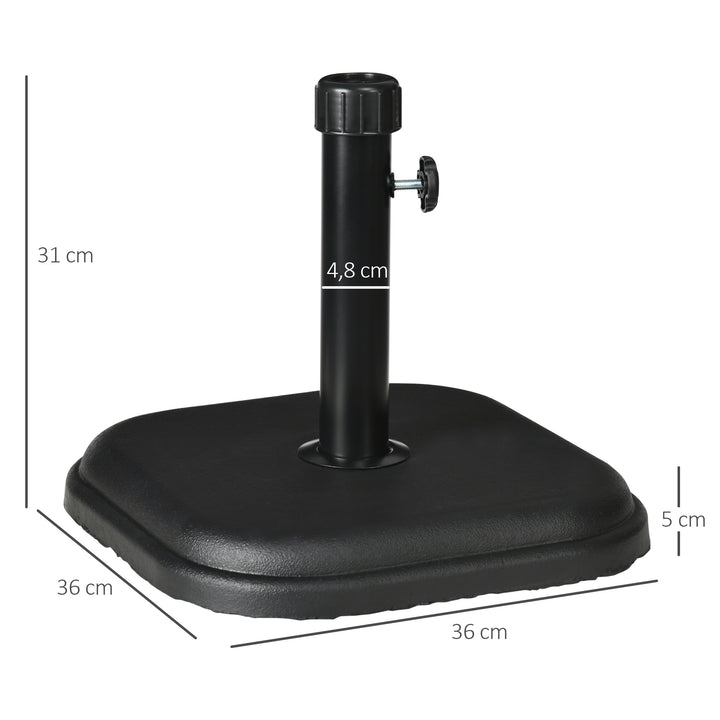 Beton parasolfod, 11 kg, firkantet, til parasoller med en rørdiameter på 32-38 mm, sort