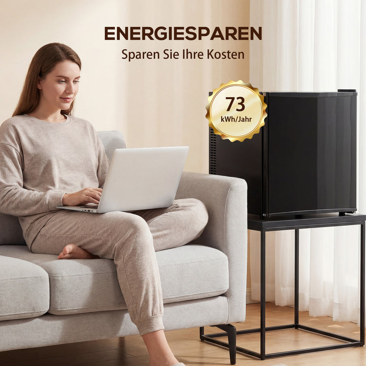 Minikøleskab 44L/46 dåser Lille køleskab med justerbar termostat 43 x 51 x 51,3 cm, sort