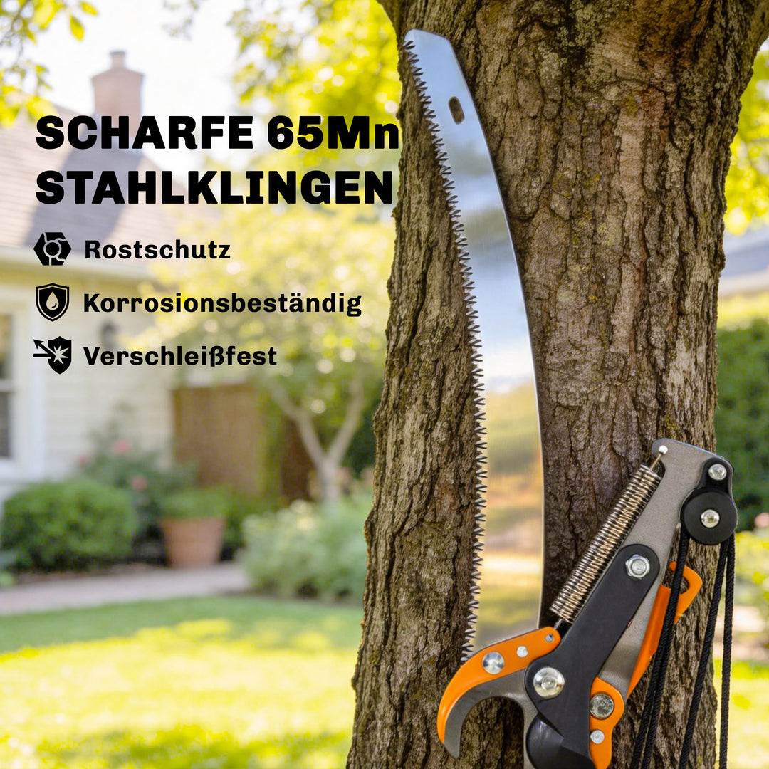2-i-1 grenrundsav med integreret grensaks, trærundsav med teleskophåndtag 135/172/199 cm til høje grene, orange