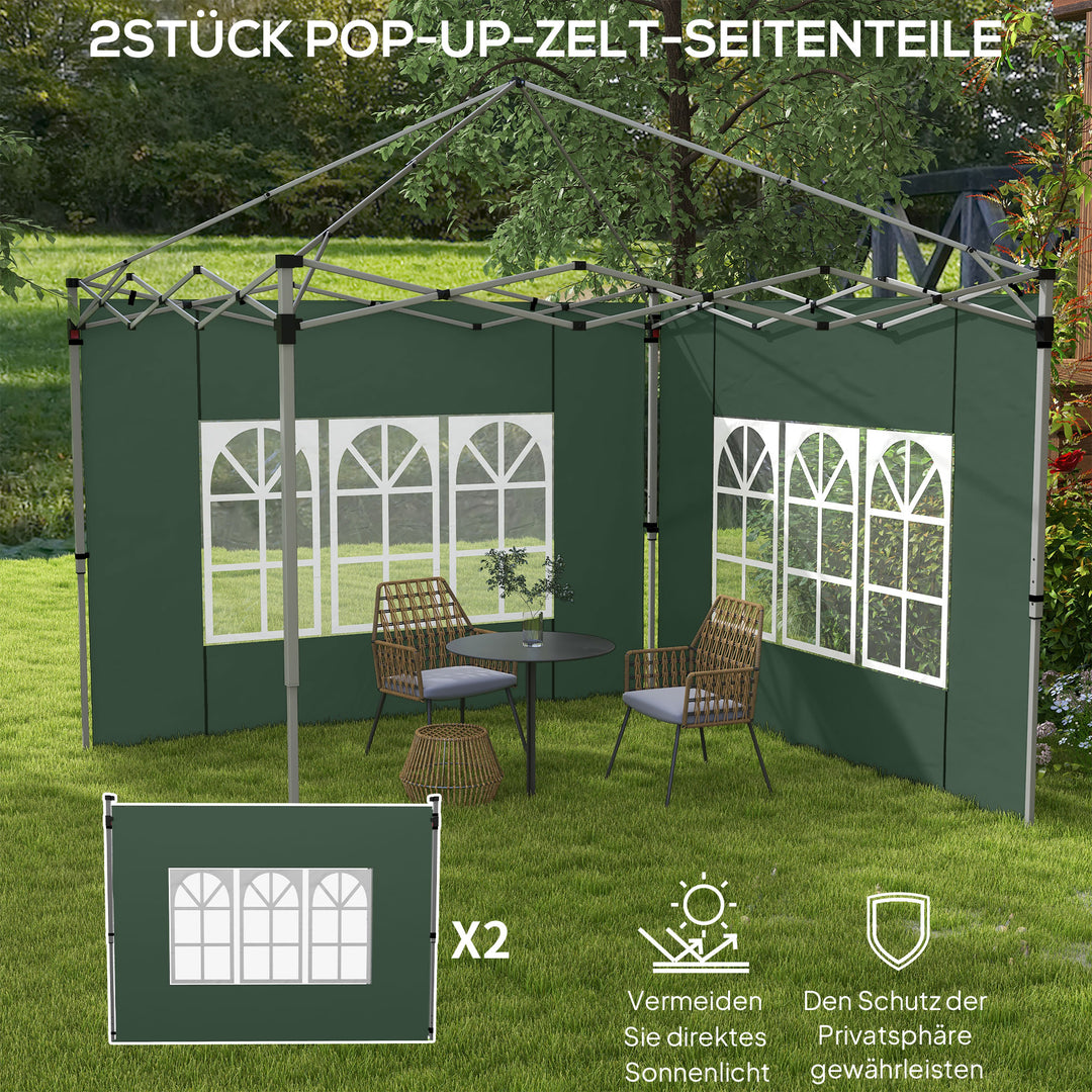 Sæt med 2 sidepaneler til 3x3/3x4 m pavillon, sidevæg med vindue, vandtæt, grøn