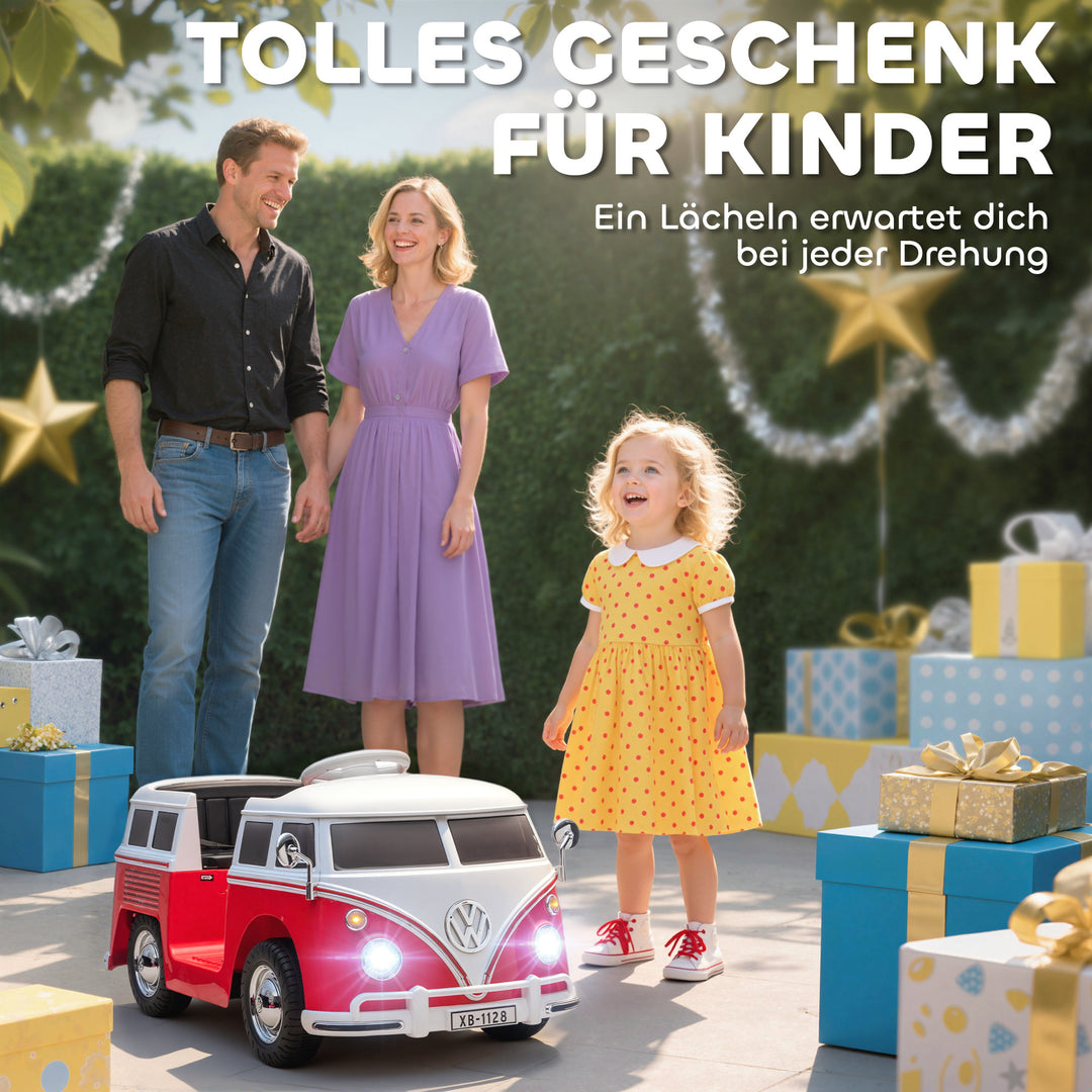 Børne-elbil, 12V børnebil med MP3, dobbeltmotor, elbil med horn, blød start, 89x49x41,5 cm, rød
