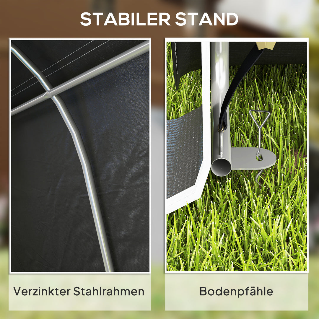 Haveskur med plastikpresenning, værktøjstelt, mobil garage, 300B x 450D x 230H cm, mørkegrå