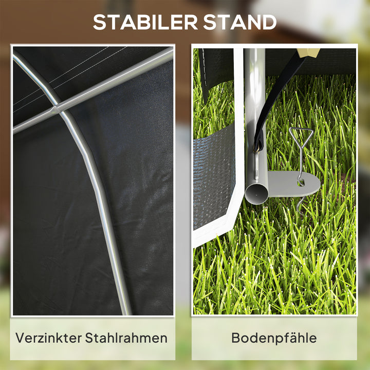 Haveskur med plastikpresenning, værktøjstelt, mobil garage, 300B x 450D x 230H cm, mørkegrå