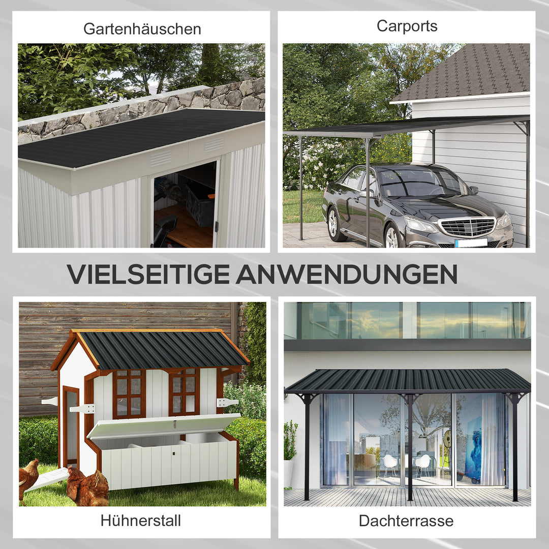12 stk. trapezplade 129x45cm 7m² Galvaniseret tagplade 0,25 mm Vejrbestandig profilplade Mørkegrå