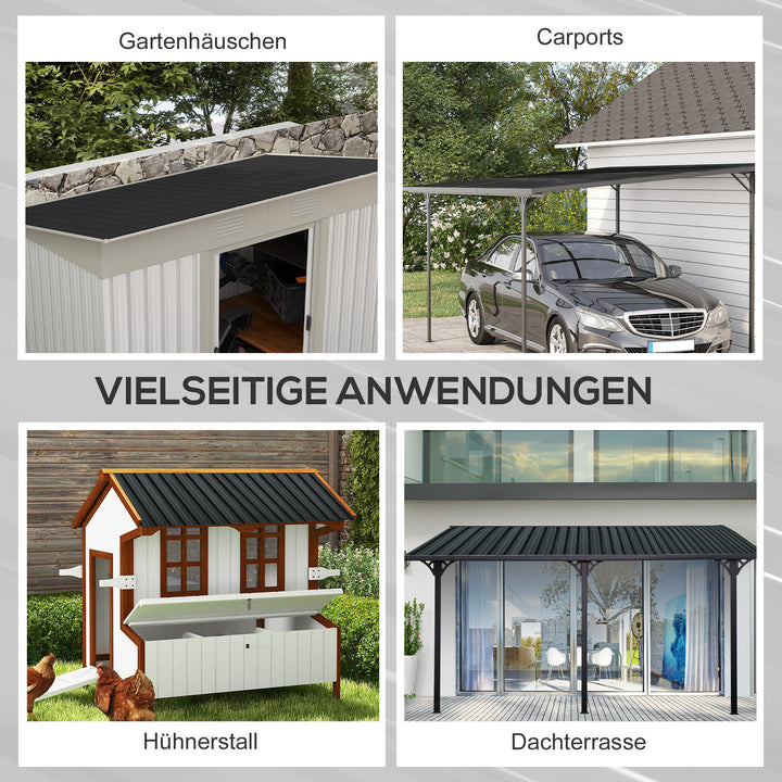 12 stk. trapezplade 129x45cm 7m² Galvaniseret tagplade 0,25 mm Vejrbestandig profilplade Mørkegrå