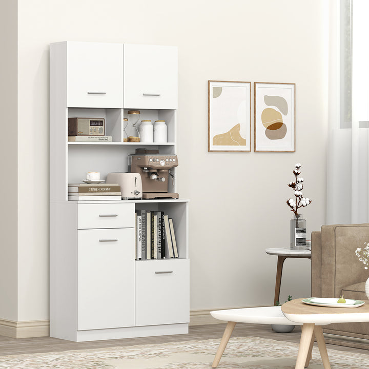 Køkkenskab, buffet med skuffe, softclose-døre, 80 x 35 x 180 cm, hvid