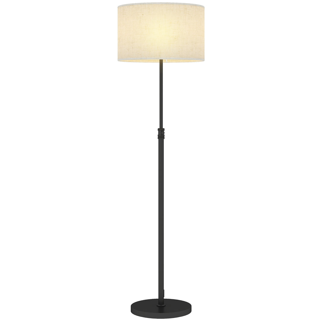 Dæmpbar gulvlampe med linnedskærm, E27, højdejusterbar, sort