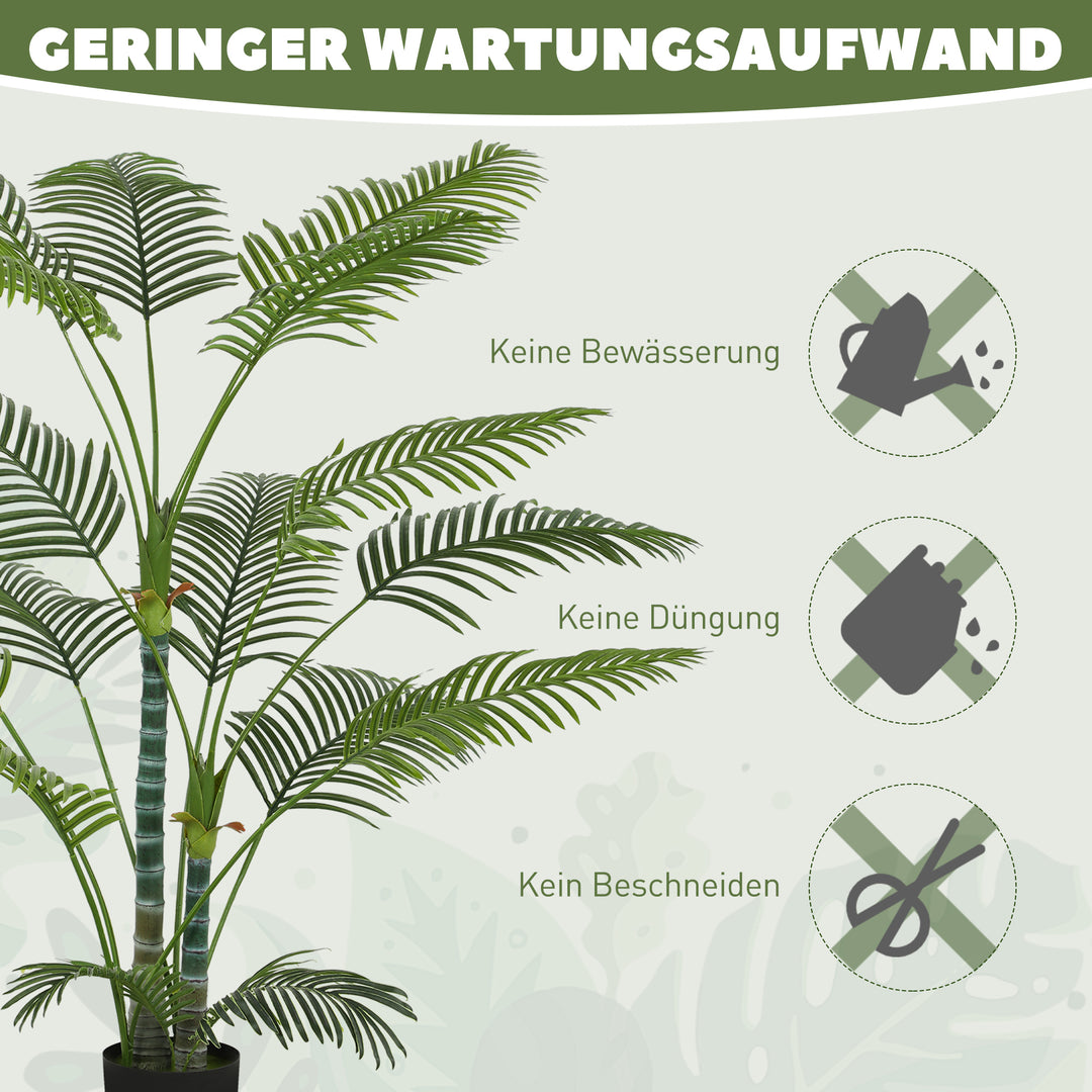 Kunstig palme med 16 plastblade, uv-resistent kunstig plante med plastpotte, til indendørs og udendørs brug, grøn
