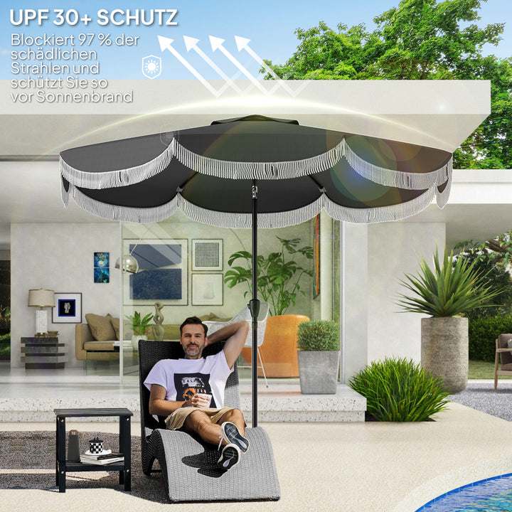 Parasol ø269 cm, uv-beskyttelsesparasol ottekantet balkonparasol solbeskyttelse til haven, mørkegrå