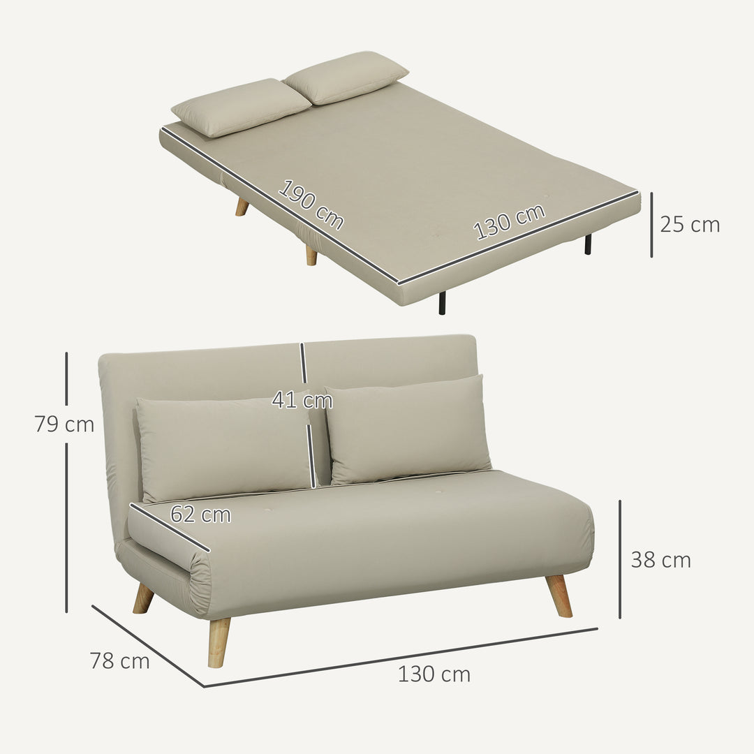 Sovesofa afslappende sofa, inkl. 2 puder, fløjlslook, 130 x 78 x 79 cm, beige