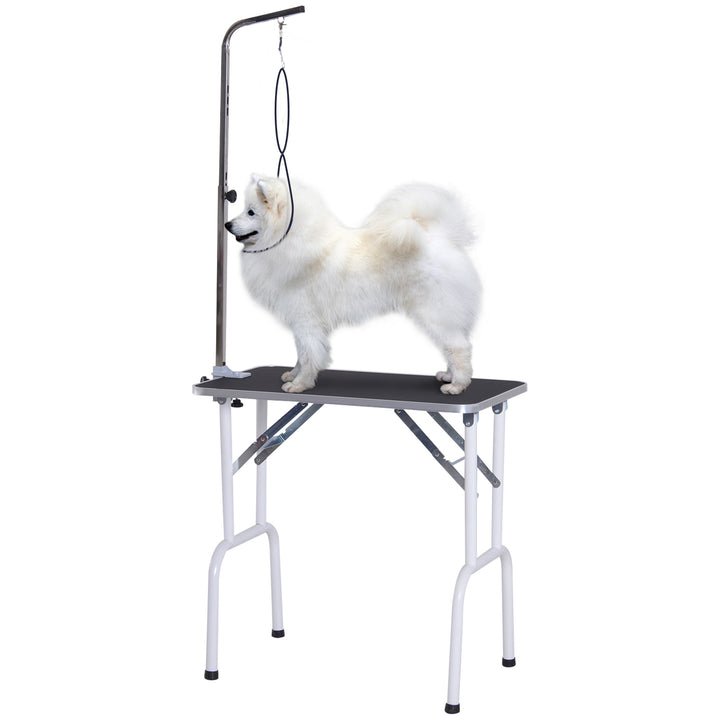 Trimmebord sammenklappeligt plejebord til hunde og katte metal sort 81 x 48,5 x 80 cm