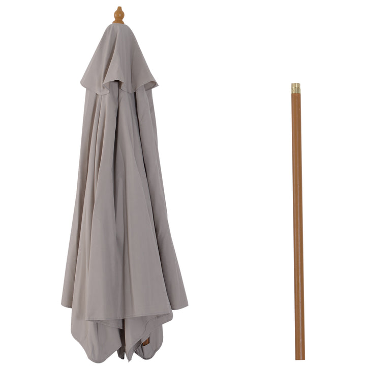 Parasol Ø 250 cm, parasol med rebtrækmekanisme, balkonparasol, strandparasol af bambus, vindtæt, markedsparasol, solskærm til balkon, terrasse, have, grå