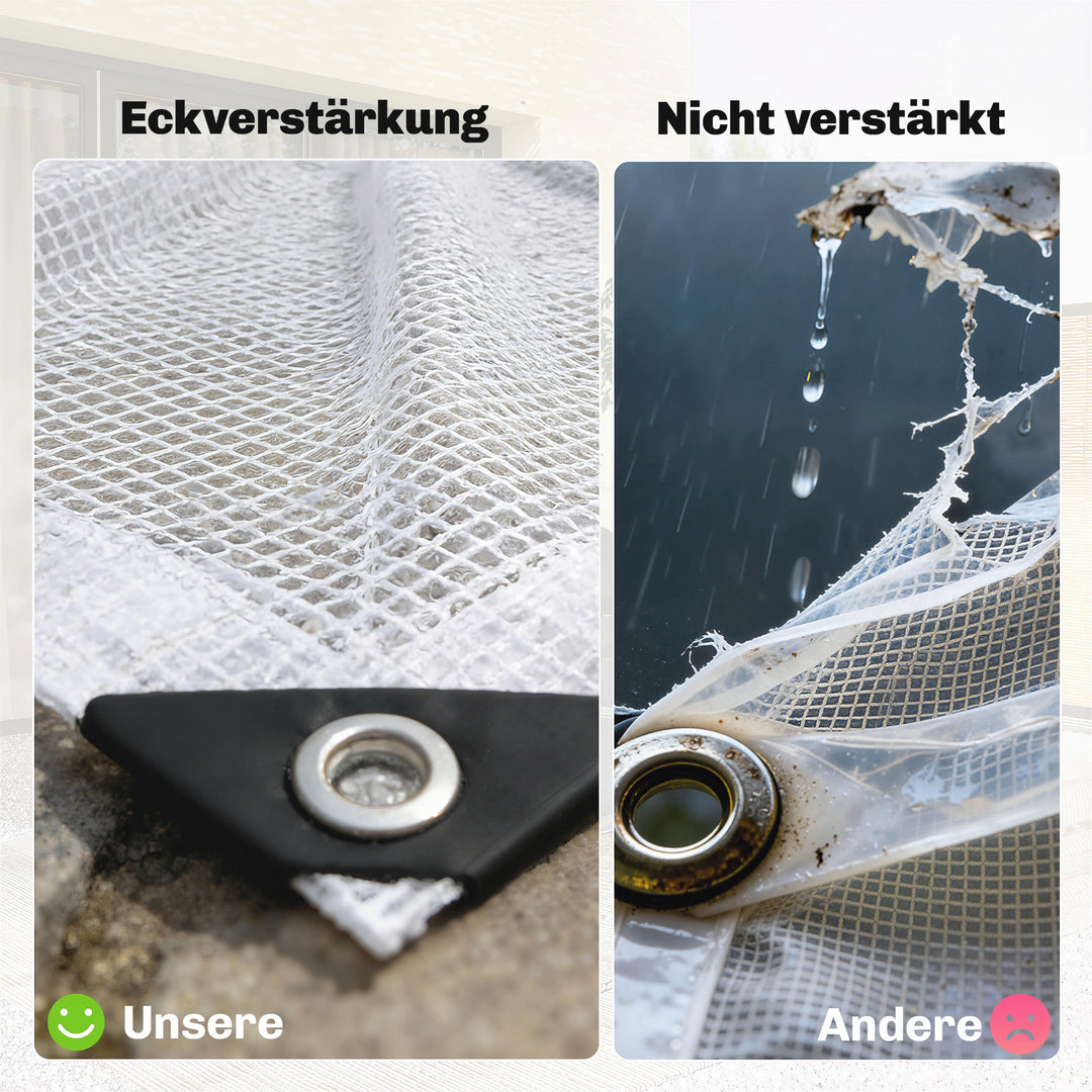 Vandtæt presenning 4 x 6 m 140g/m² vævet presenning Robust, rivefast, UV-stabiliseret beskyttelsespresenning med forstærkede øjer Hvid