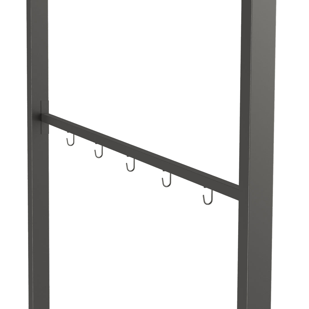 Grillpavillon, grillbaldakin, regnslag, kroge til redskaber, stålramme, beige+sort, 215 x 150 x 182/220 cm