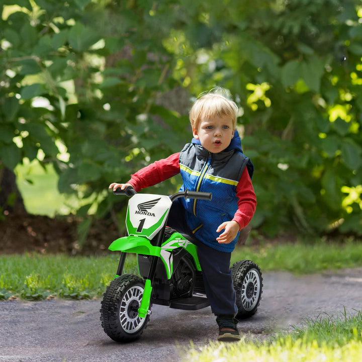 Honda elektrisk børnemotorcykel, 3 km/t, lydeffekter, til 18-36 måneder, grøn