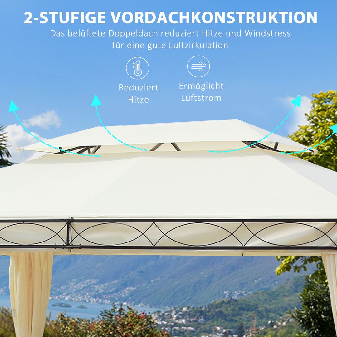 Luksus pavilion have pavilion festtelt marquee havetelt pagoda 3x4 m creme