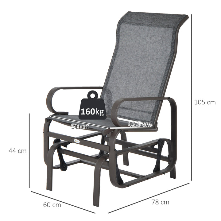Havegyngestol, havestol, afslapningsstol, havegynge, metalgyngestol til have, terrasse, balkon, Texteline grå+brun, 60 x 78 x 105 cm