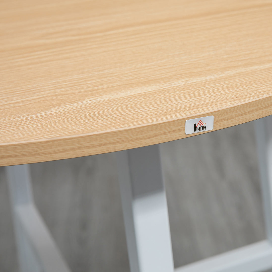 Spisebord, industriel stil, afrundet design, stabilt op til 60 kg, 80 x 76h cm, naturtræ/hvid