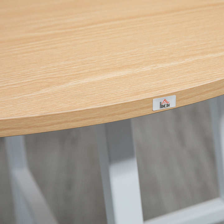 Spisebord, industriel stil, afrundet design, stabilt op til 60 kg, 80 x 76h cm, naturtræ/hvid