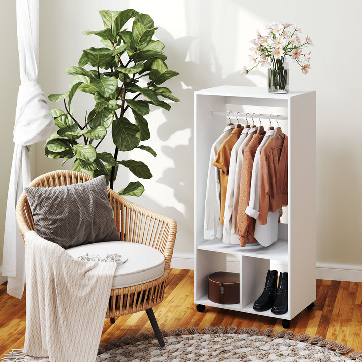 Garderobe, 60 cm x 40 cm x 127 cm, 1 garderobestang, 2 hylder, hvid