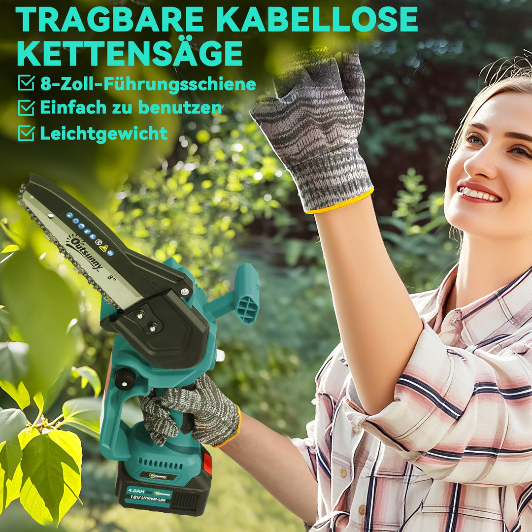 2-I-1 mini motorsav 580w med 8000mah batteri sikkerhedslås 8 tommer 42 x 29 x 10,5 cm blå