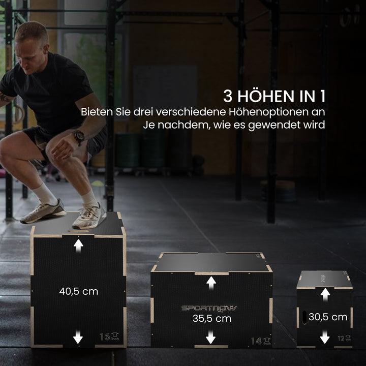 Plyo-boks/springboks, robust, 40,5 x 35,5 x 30,5 cm, sort, håndtag 10 x 3,5 cm, op til 120 kg