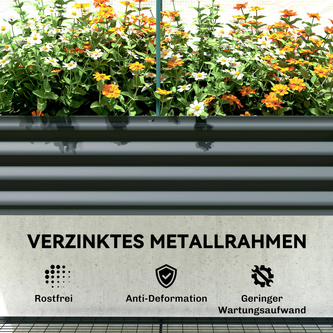 Højbed med metalramme, plantekasse med opbevaringsrum til drivhus, 120 x 55 x 140 cm