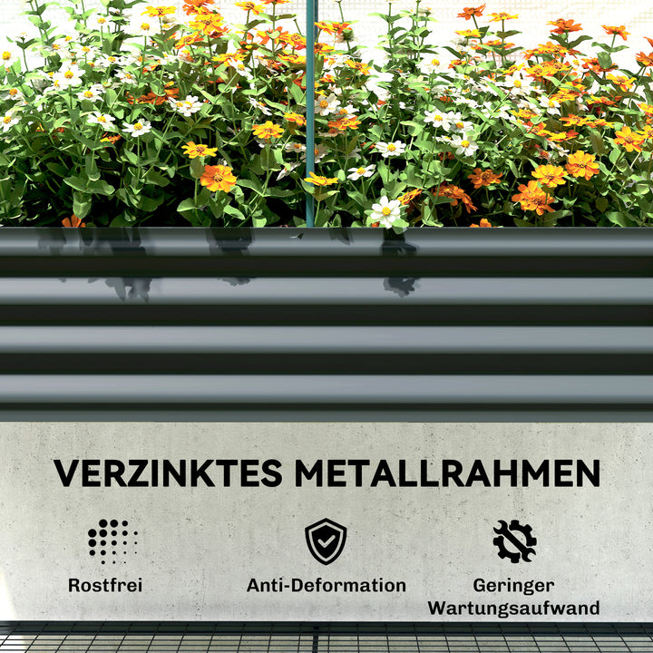 Højbed med metalramme, plantekasse med opbevaringsrum til drivhus, 120 x 55 x 140 cm