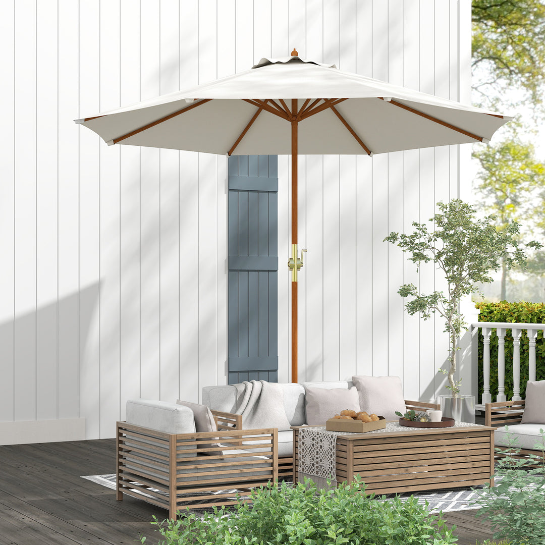Træparasol, haveparasol, balkonparasol, 2,5 m, cremefarvet