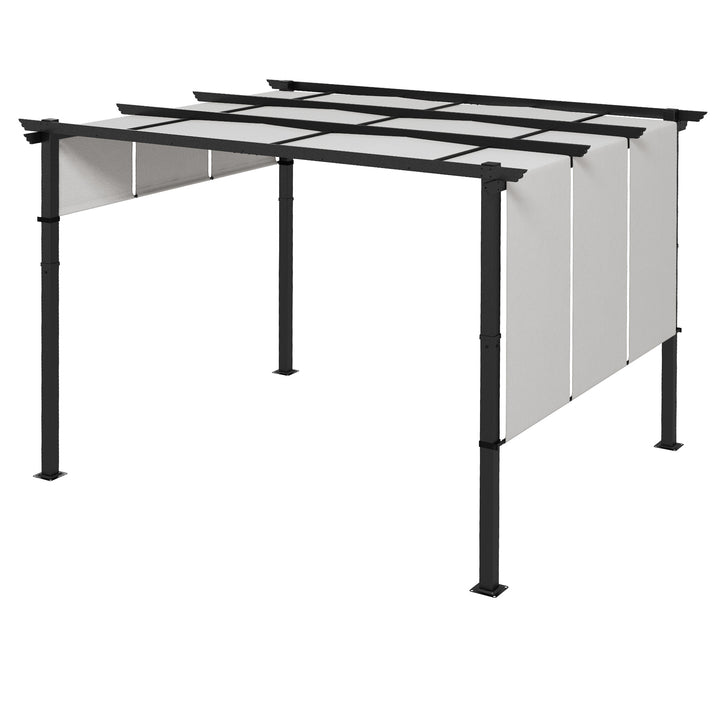 Markise/solsejl. Pergola, vejrbestandig, inklusive monteringsbeslag, 3 x 3,5 m, mørkegrå.
