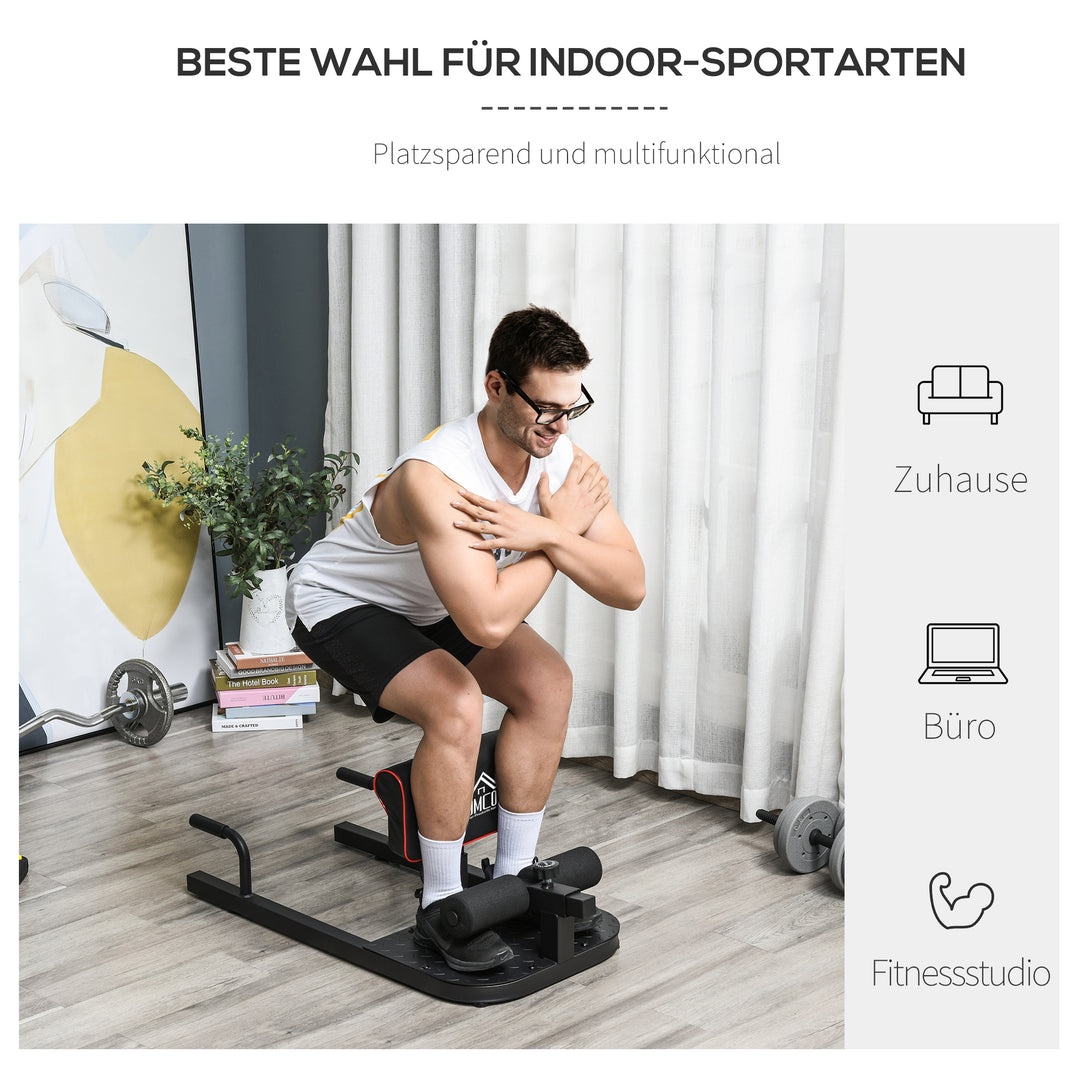 Sissy squat squat trainer bentræner mavetræner baldetræner 3 i 1 træner justerbar op til 120 kg stål sort 50 x 97 x (44,5–56,5) cm