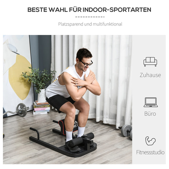 Sissy squat squat trainer bentræner mavetræner baldetræner 3 i 1 træner justerbar op til 120 kg stål sort 50 x 97 x (44,5–56,5) cm