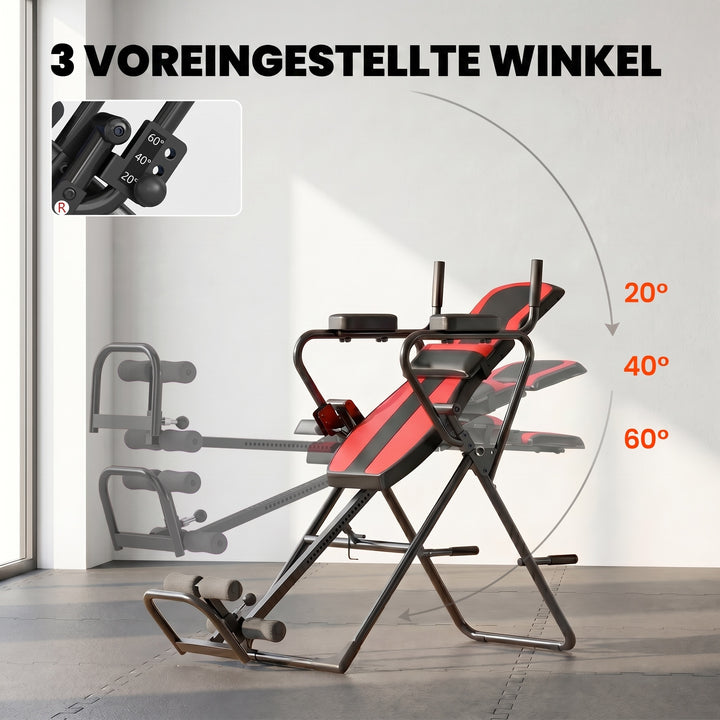 3-i-1 inversionsbord med 3 inversionsvinkler, push-up og pull-up stænger, nakkestøtte