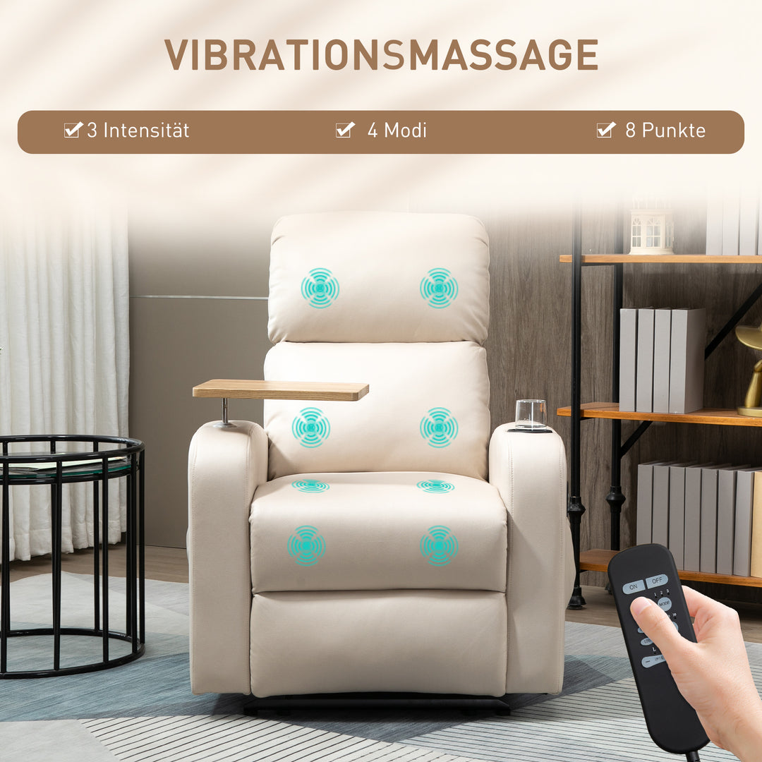Massagestol med lænestol og klapbord, 77 cm x 93 cm x 105 cm, beige