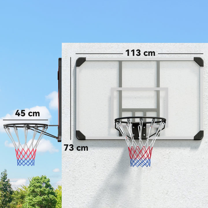 Basketballkurv, brudsikker bagplade, højdejusterbar, indendørs og udendørs, stålramme, sort
