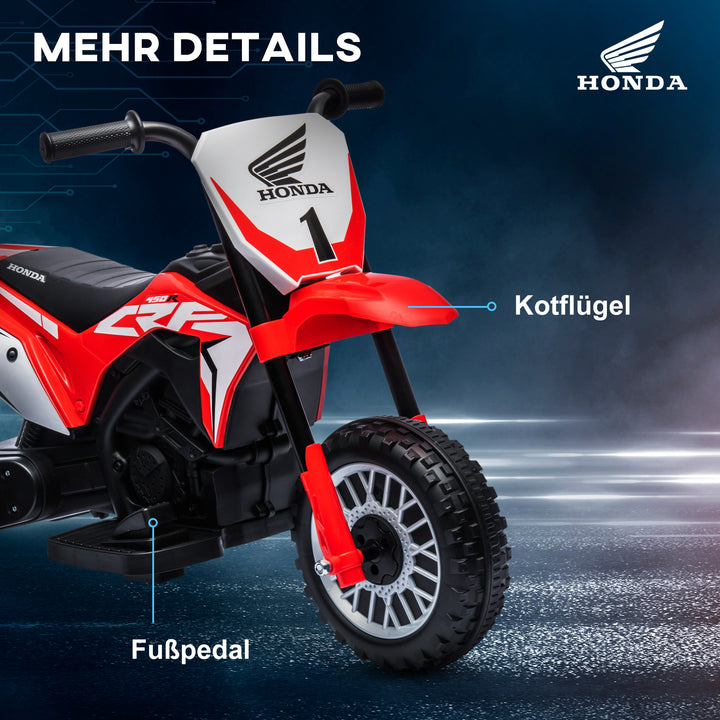 Honda elektrisk børnemotorcykel, 3 km/t, lydeffekter, til 18-36 måneder, rød