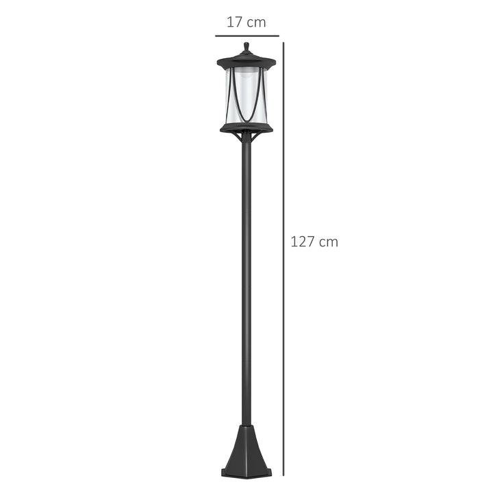 Solcelledrevet udendørslampe, LED, automatisk drift, vejrbestandig, 6 timers lysetid, 17B x 17D x 127Hcm, sort