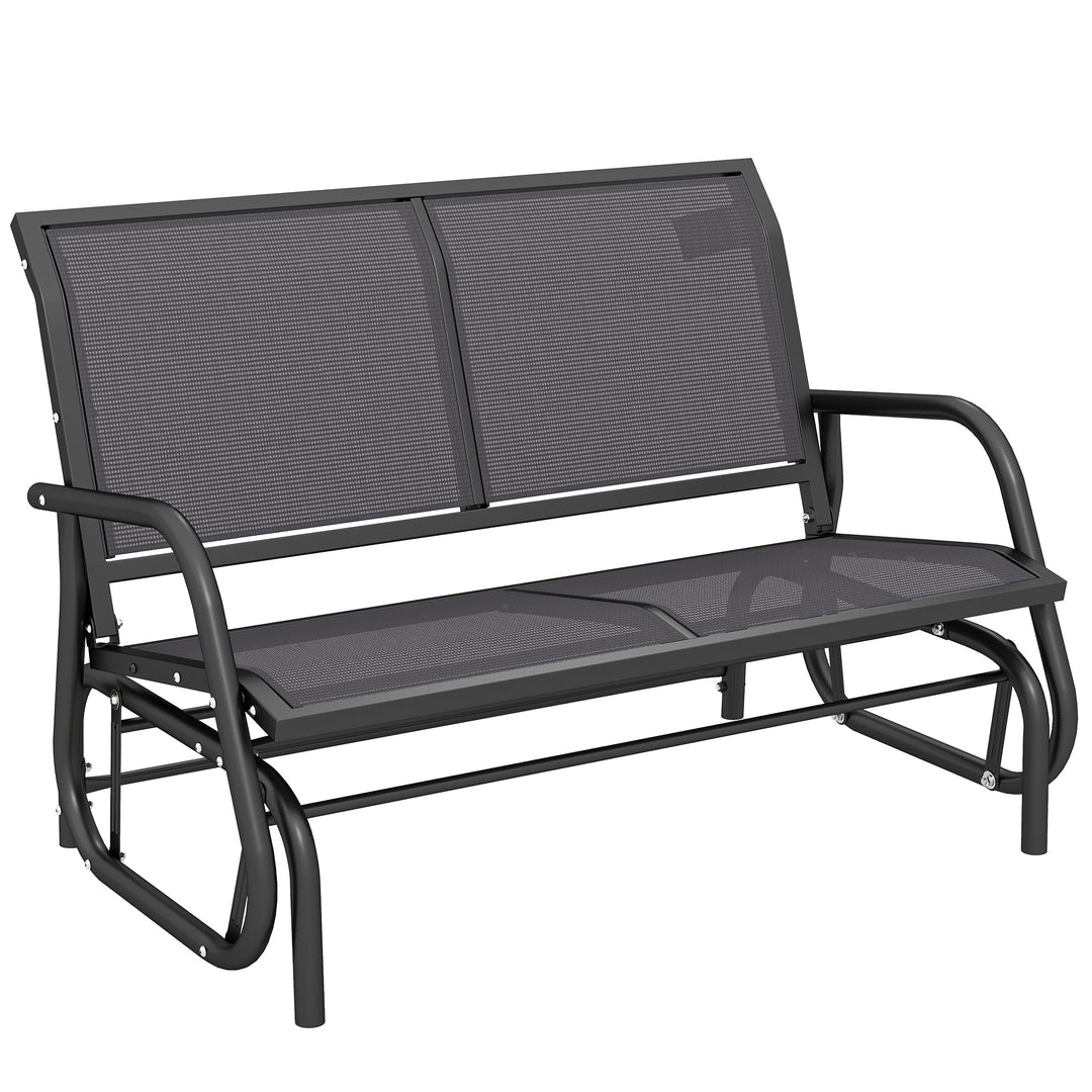 2-personers gyngestol havebænk med vippemekanisme, metal havegyngebænk, parkbænk, lasteevne op til 200 kg, havemøbler til have, terrasse, veranda, 120 x 70 x 85 cm, grå