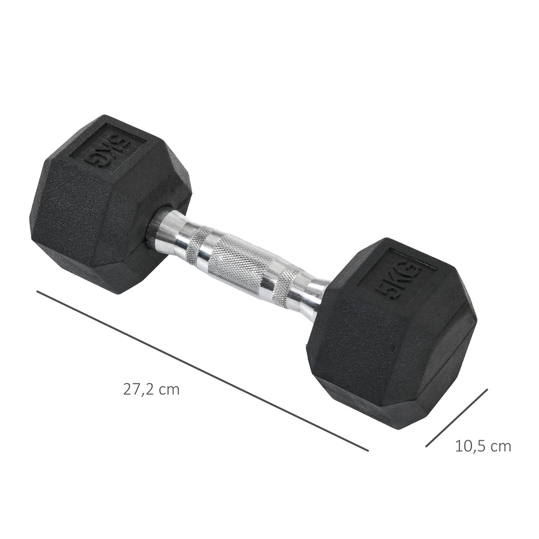 Håndvægtsæt, sæt med 2 håndvægte med riflede håndtag, støbejernshåndvægtsæt, 2 x 5 kg, håndvægte til mænd og kvinder, håndvægtsæt til hjemmet, fitnesscenteret, styrketræning