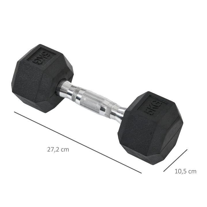 Håndvægtsæt, sæt med 2 håndvægte med riflede håndtag, støbejernshåndvægtsæt, 2 x 5 kg, håndvægte til mænd og kvinder, håndvægtsæt til hjemmet, fitnesscenteret, styrketræning